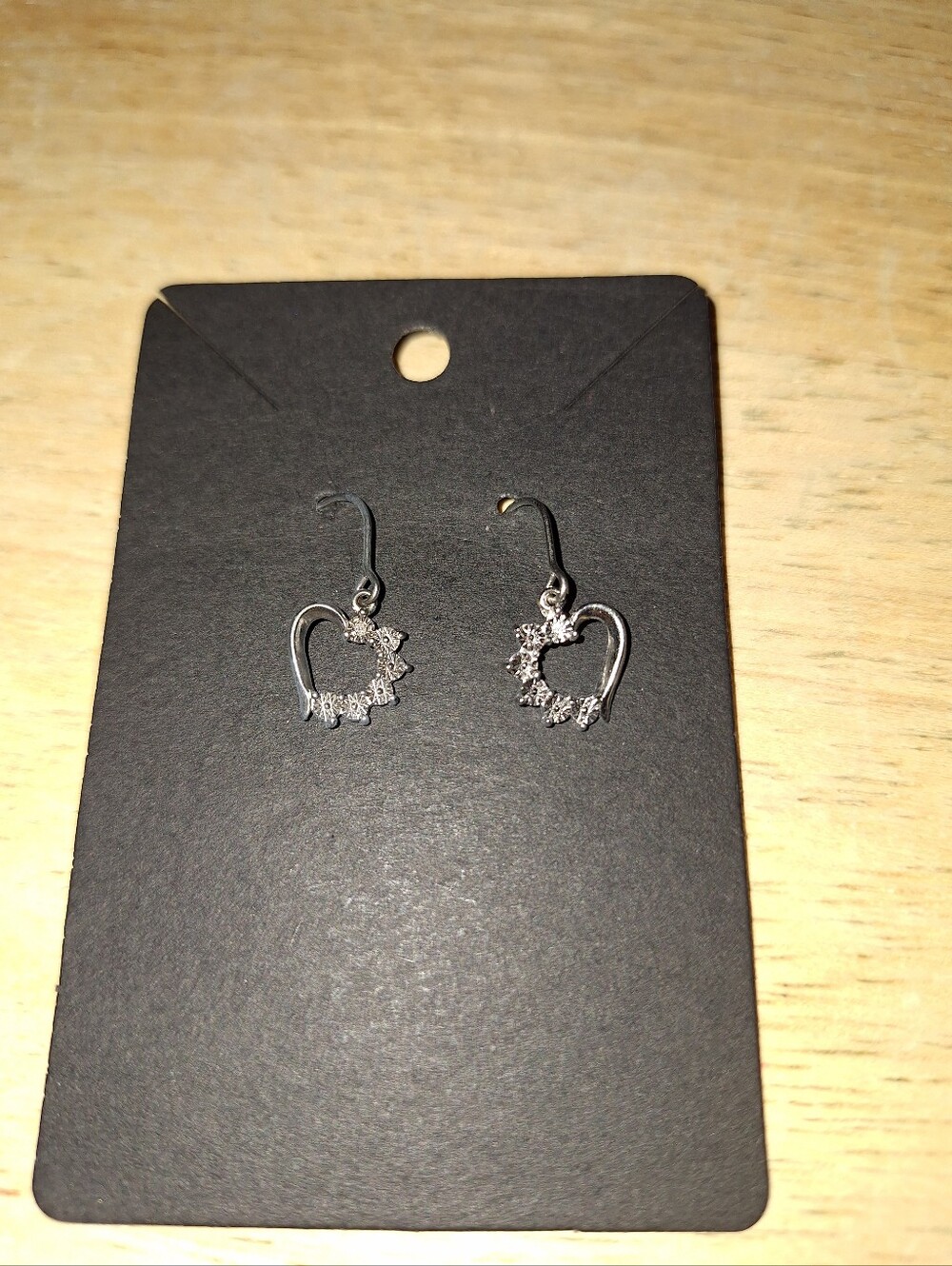 925 Sterling Silver Cubic Zirconia Half-Sunburst Heart Dangle Earrings